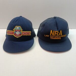 Lot Of 2 Vtg NRA Training Navy Patch Snapback Mesh Trucker Hats USA‎